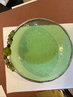 Anthropologie Birth Month Bowl - August - peridot and tiger’s eye